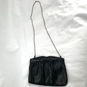 Vintage 80s clutch purse black leather crossbody